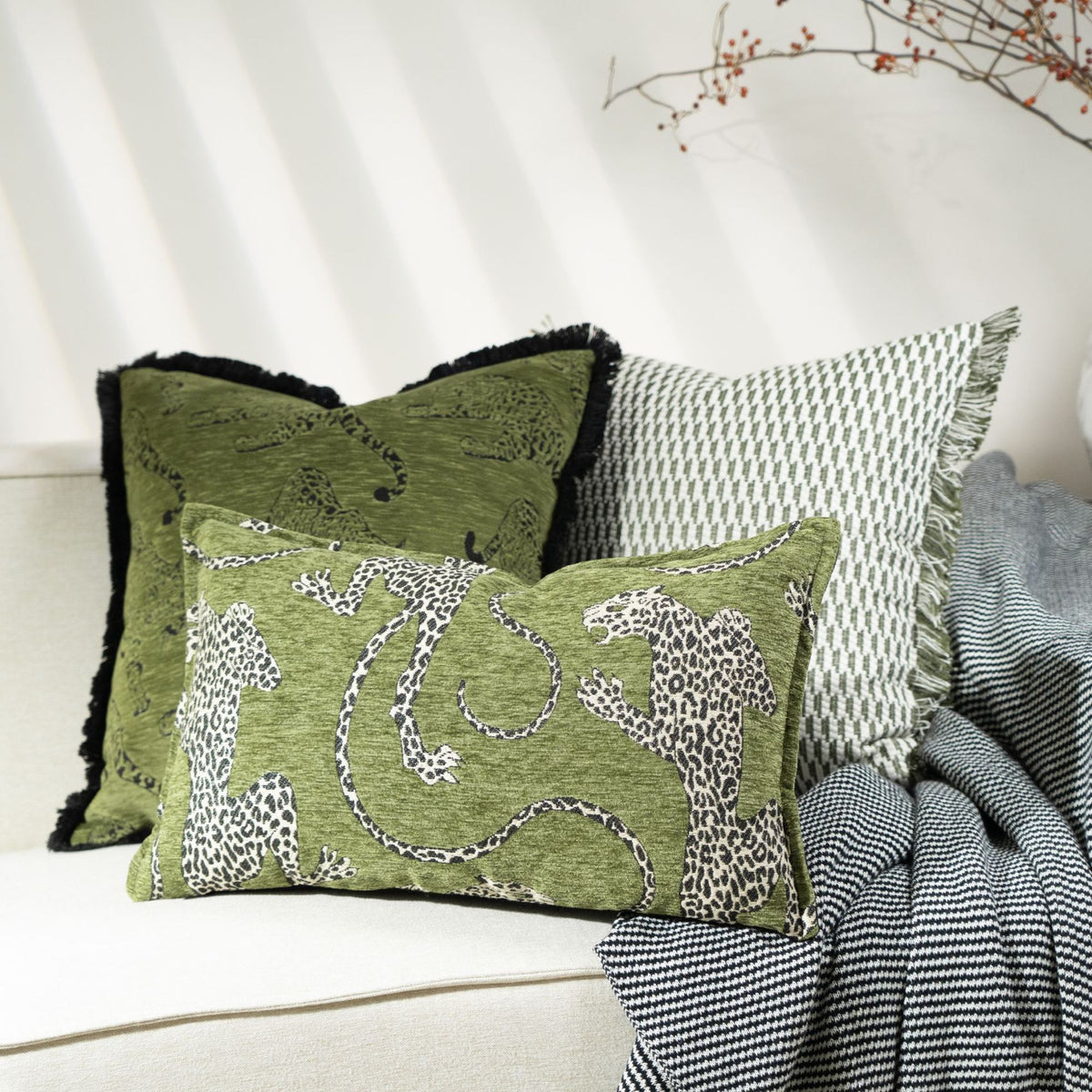 French Vintage Green Cushion Cover for Sofa Decorative Pillow Case